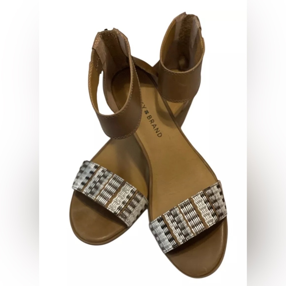Lucky Brand Batima Women Sandals Leather Open Toe Block Heel Size 8 Event NWOB